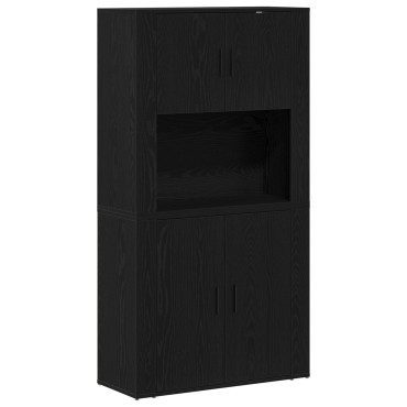 vidaXL Υψηλός ντουλάπι Μαύρος Δρυς 80x33x150cm Επεξεργασμένο ξύλο 1 τεμ.