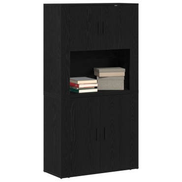 vidaXL Υψηλός ντουλάπι Μαύρος Δρυς 80x33x150cm Επεξεργασμένο ξύλο 1 τεμ.