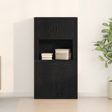 vidaXL Υψηλή ντουλάπα Μαύρης Οξιάς 80x33x150cm Επεξεργασμένο Ξύλο 1 τεμ.