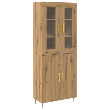 vidaXL Υψηλό Ντουλάπι Μασίφ Δρυς 69.5x34x180cm Επεξεργασμένο Ξύλο 1 τεμ.