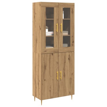 vidaXL Υψηλό Ντουλάπι Μασίφ Δρυς 69.5x34x180cm Επεξεργασμένο Ξύλο 1 τεμ.