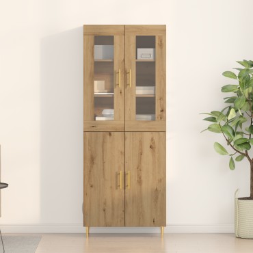 vidaXL Υψηλό Ντουλάπι Μασίφ Δρυς 69.5x34x180cm Επεξεργασμένο Ξύλο 1 τεμ.
