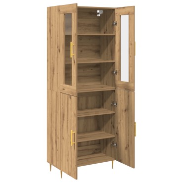 vidaXL Υψηλό Ντουλάπι Μασίφ Δρυς 69.5x34x180cm Επεξεργασμένο Ξύλο 1 τεμ.