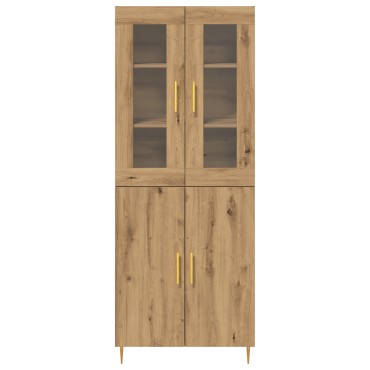 vidaXL Υψηλό Ντουλάπι Μασίφ Δρυς 69.5x34x180cm Επεξεργασμένο Ξύλο 1 τεμ.