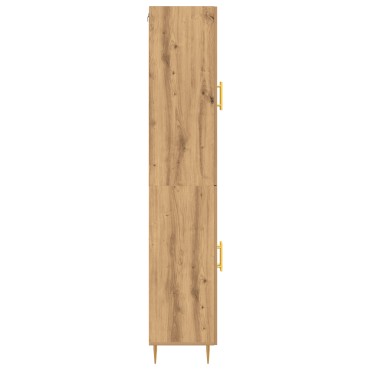 vidaXL Υψηλό Ντουλάπι Μασίφ Δρυς 69.5x34x180cm Επεξεργασμένο Ξύλο 1 τεμ.