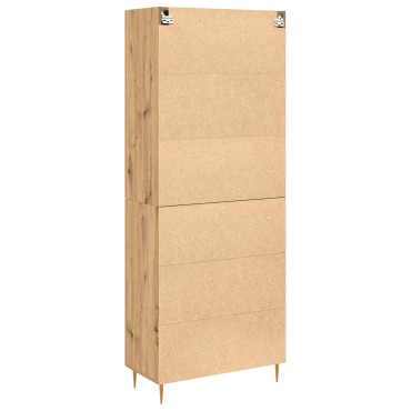vidaXL Υψηλό Ντουλάπι Μασίφ Δρυς 69.5x34x180cm Επεξεργασμένο Ξύλο 1 τεμ.