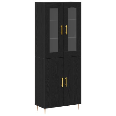 vidaXL Ψηλό Ντουλάπι Μαύρης Δρυός 69.5x34x180cm Μηχανισμένο Ξύλο 1 τεμ.