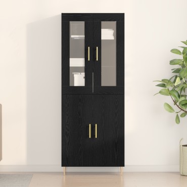 vidaXL Ψηλό Ντουλάπι Μαύρης Δρυός 69.5x34x180cm Μηχανισμένο Ξύλο 1 τεμ.