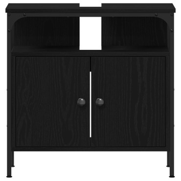 vidaXL Σετ Επίπλων Μπάνιου 3 τεμ. Μαύρη Οξυά 33x33x185,5 εκ