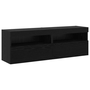 vidaXL Σετ 8 Μονάδων Τηλεόρασης με LED Μαύρη Δρυς Επεξεργασμένο Ξύλο