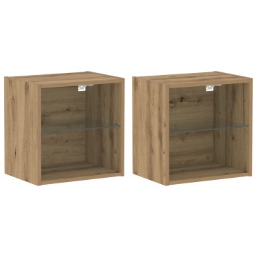 vidaXL 8 κομμάτια Μονάδες Τηλεόρασης με LED Artisan Oak από επεξεργασμένο ξύλο
