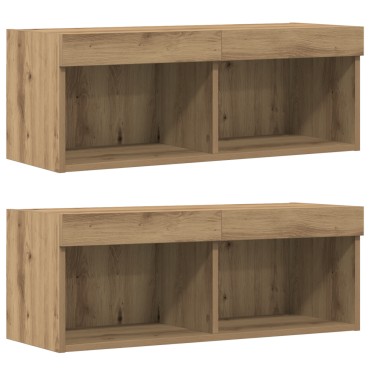 vidaXL 8 κομμάτια Μονάδες Τηλεόρασης με LED Artisan Oak από επεξεργασμένο ξύλο