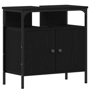 vidaXL Σετ Επίπλων Μπάνιου 3 τεμ. Μαύρη Οξυά 33x33x185,5 εκ