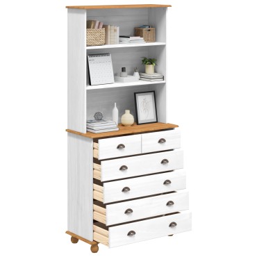 vidaXL Μπουφές “ASKIM” Λευκός 91x40x199.5cm Μασίφ Ξύλο Πεύκου 1 τεμ.