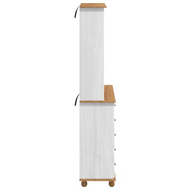 vidaXL Μπουφές “ASKIM” Λευκός 91x40x199.5cm Μασίφ Ξύλο Πεύκου 1 τεμ.