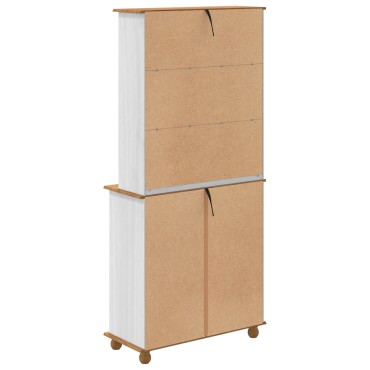 vidaXL Μπουφές “ASKIM” Λευκός 91x40x199.5cm Μασίφ Ξύλο Πεύκου 1 τεμ.
