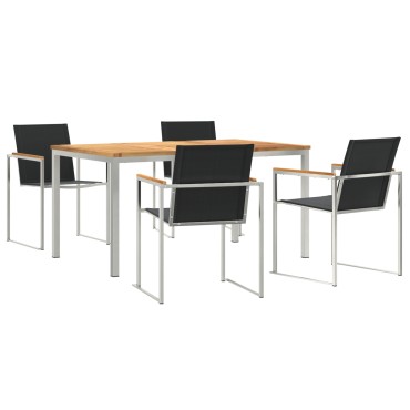 vidaXL Σετ 5 Τεμαχίων Τραπέζι Κήπου Μασίφ Ξύλο Teak