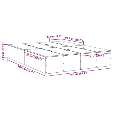 vidaXL Κρεβάτι Αποθήκης Παλιού Ξύλου 150x200 εκ