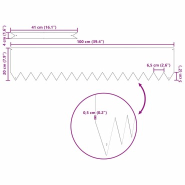vidaXL Περίγραμμα γκαζόν 50 τμχ. 100 x 0.05 x 20 εκ Ανθρακί