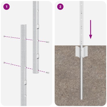 vidaXL 88 τεμ Πόλοι Φράχτη U-Channel Ασημί 180 εκ 180x1.5x8.6 cm