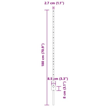 vidaXL 88 τεμ Πόλοι Φράχτη U-Channel Ασημί 180 εκ 180x1.5x8.6 cm