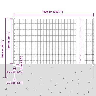 vidaXL Ευρωπαϊκός Φράχτης με 5 U Posts Πράσινος 1.5x10 μ Χάλυβα