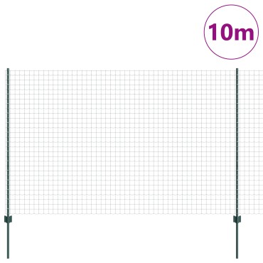vidaXL Ευρωπαϊκός Φράχτης με 5 U Posts Πράσινος 1.5x10 μ Χάλυβα