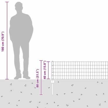 vidaXL Περίφραξη Euro με Στήλη 10x0,4 m PVC-Επικαλυμμένο Ατσάλι