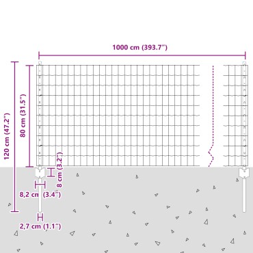 vidaXL Φράκτης Euro με 5 U Posts Πράσινο 0.8x10 μ Ατσάλι