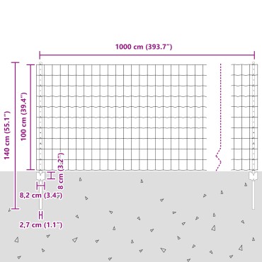 vidaXL Φράχτης Euro με 5 U στυλούς Πράσινο 1x10 μ Χάλυβας