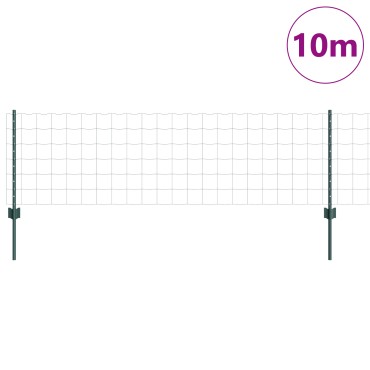 vidaXL Φράχτης Euro με 5 U πόδια Πράσινος 0.6x10 m Χάλυβας