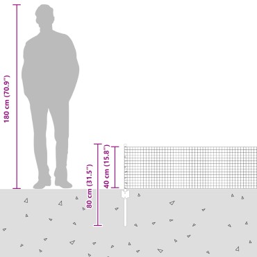 vidaXL Συρματόπλεγμα με 5 πόλους U Ασημί 0.4x10 μ Σίδερο