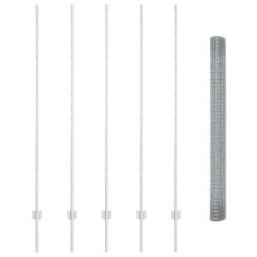 vidaXL Perífraksi Welded Wire με 10 U πόλους ασημί 1.6x10 m χάλυβα