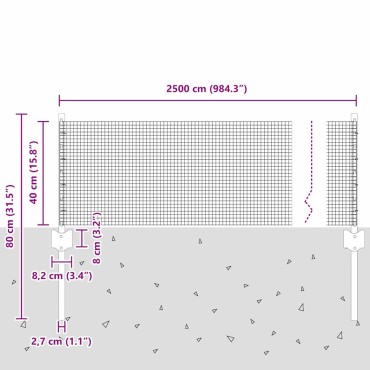 vidaXL Συρματόπλεγμα με Στυλίς 25x0,4 m Γαλβανισμένος Χάλυβας Ασημί