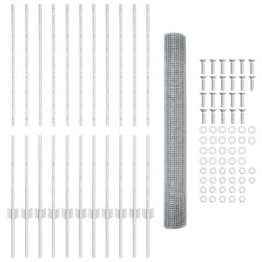 vidaXL Συρμάτινος Φράχτης με 22 Στυλούς Ασημί 1.2x25 μ Χάλυβας
