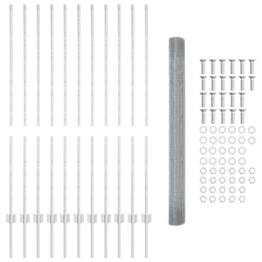 vidaXL Συρματόπλεξη με 22 U Posts Ασημί 1.4x25 μ Χάλυβα