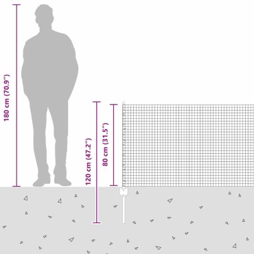 vidaXL Συρματόπλεγμα με Στυλίς 50x0,8 m Γαλβανισμένος Χάλυβας Ασημί