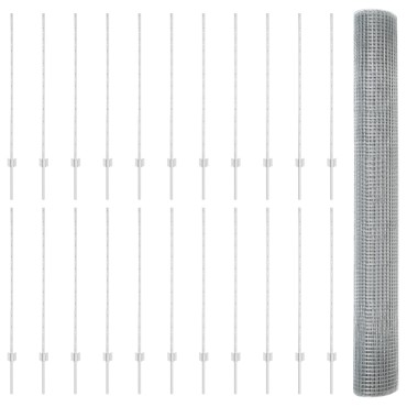 vidaXL Συρματόπλεγμα με 44 Πόδια U Ασημί 1.2x50 μ Ατσάλη