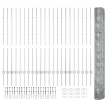 vidaXL Συρμάτινος Φράχτης με 44 U Posts Ασημί 1.2x50 μ Χάλυβας