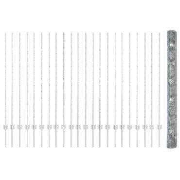 vidaXL Φράκτης με 44 U Posts Ασημί 1.4x50 μ χάλυβα