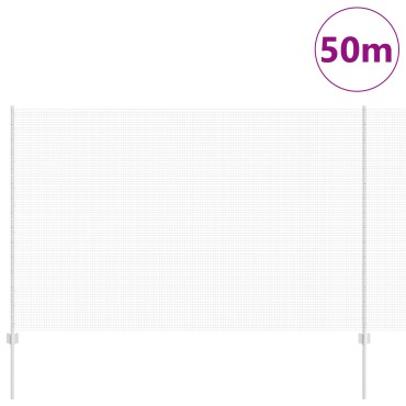 vidaXL Συρματόπλεγμα με Στυλίς 50x1,5 m Γαλβανισμένος Χάλυβας Ασημί