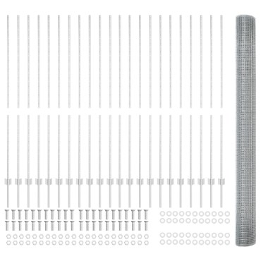 vidaXL Γαλβανισμένο Πλέγμα με 44 U Posts Ασημί 1.5x50 μ Ατσάλι
