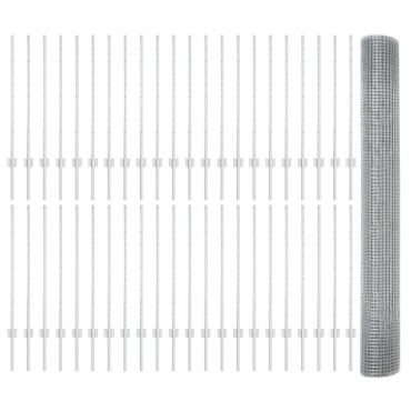 vidaXL Γαλβανισμένο Συρματόπλεγμα με 88 U Posts Ασημί 1x100 μ Ατσάλι
