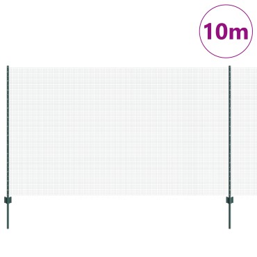 vidaXL Συρμάτινο Φράγμα με 5 Υποπόδια Πράσινο 1.4x10 μ Χάλυβας