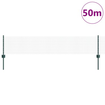 vidaXL Welded Wire Fence with 22 U Posts Πράσινος 0.4x50 μ Χάλυβας