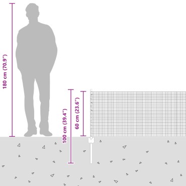 vidaXL Συρματόπλεγμα με 22 U Στηρίγματα Πράσινο 0.6x50 μ Χάλυβας