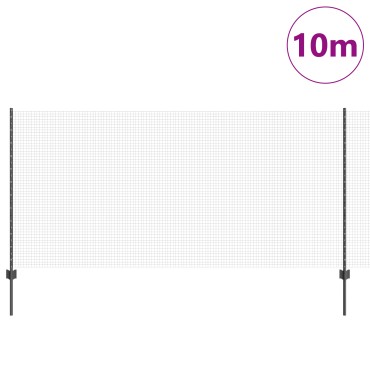 vidaXL Συρμάτινη Πλέξη με 10 Υποστηρίξεις Γκρι 1.2x10 μ Ατσάλι