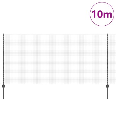 vidaXL Γκρι Συρματόπλεγμα με 10 U Πόδια 1.2x10 μ Χάλυβα