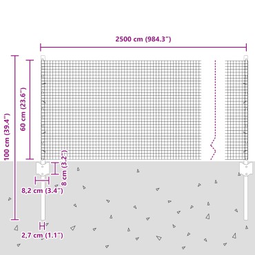 vidaXL Φράκτης Welded Wire με 11 U Posts Γκρι 0.6x25 μ Ατσάλι