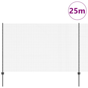 vidaXL Φράχτης Συρματόπλεγμα με 22 U Πόδια Γκρι 1.5x25 μ Χάλυβας